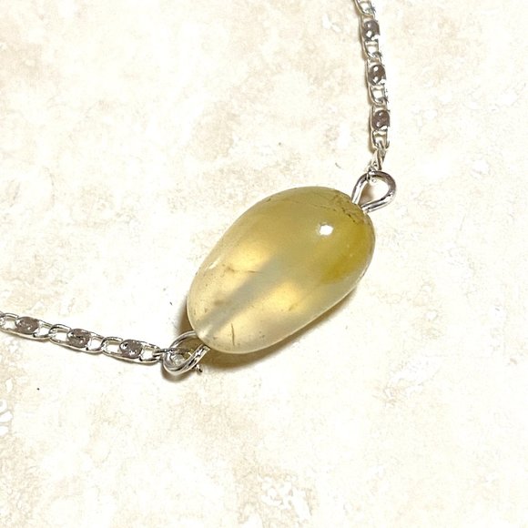 2/$20, Yellow Citrine Tumbled Stone Necklace, Genuine Gemstone Bar Pendant - Picture 6 of 8